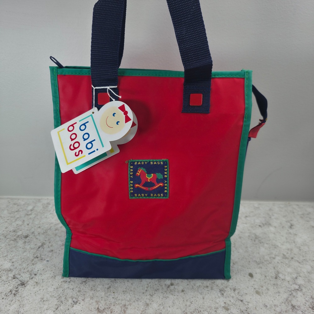 Babi Bags Mini Diaper Bag Red Blue Green Rocking Horse NWT Vintage Style